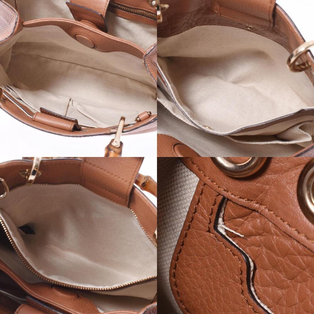 GUCCI Bamboo Shopper Bag Brown Calfskin Handbag - Picture 10 of 11